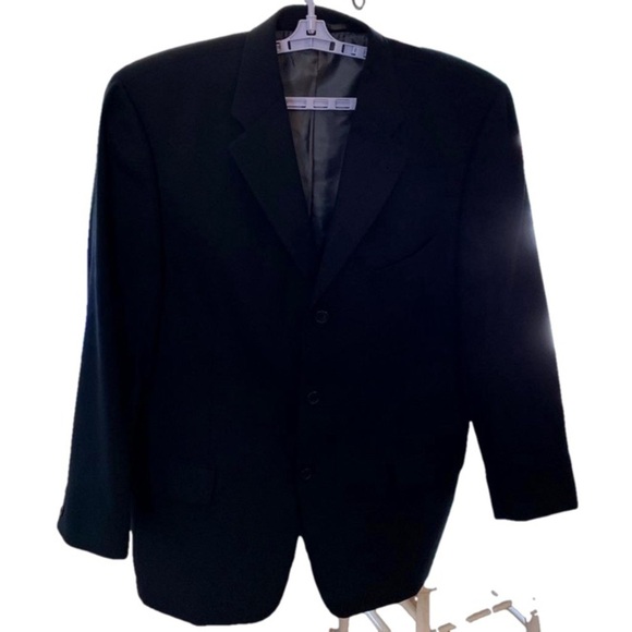 Cosani Blazer 100% Wool Lined 3 Buttons Front and Sleeve Black Men’s 46 Reg